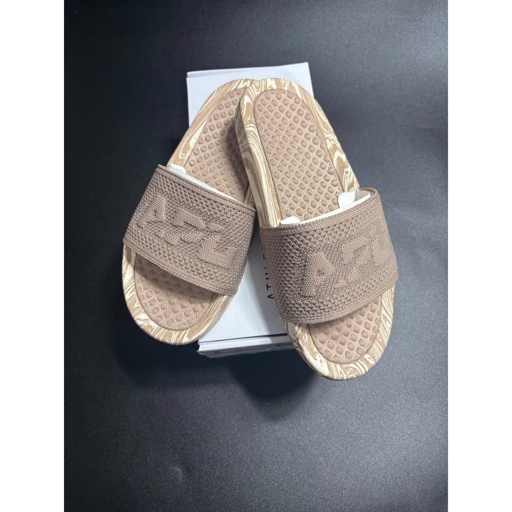 APL NEW Women's TechLoom Satin Slides in Almond/Pristine/Marble‎ Size 6
